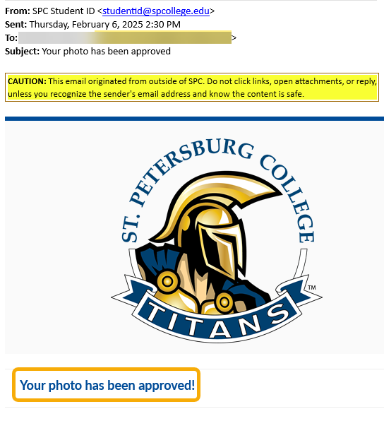 Email notification of photo approval from SPC.
