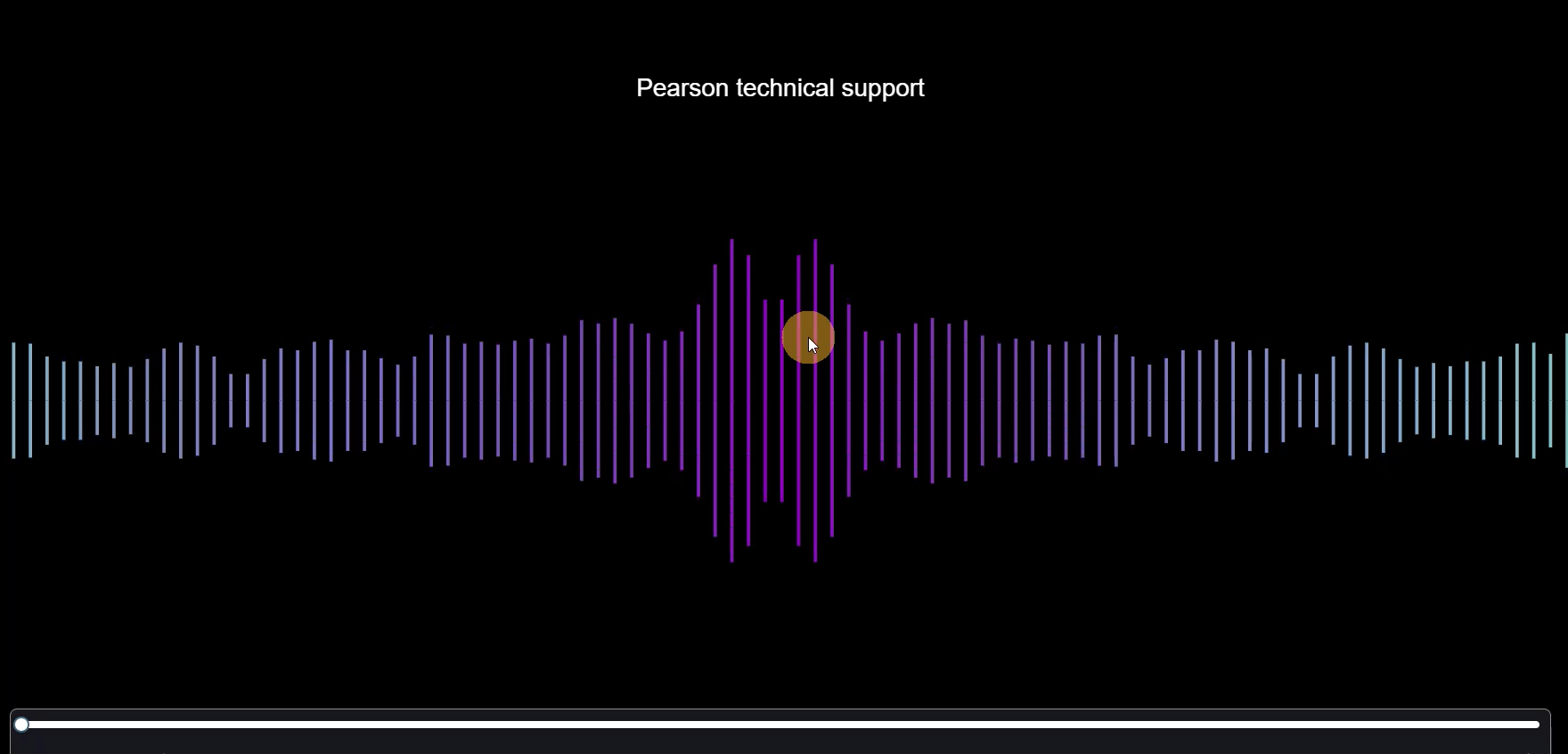 Audio waveform with "Pearson technical support" text.