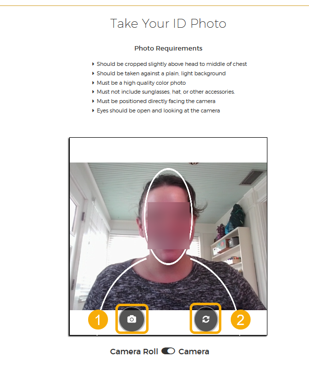 ID photo guidelines with a blurred face.