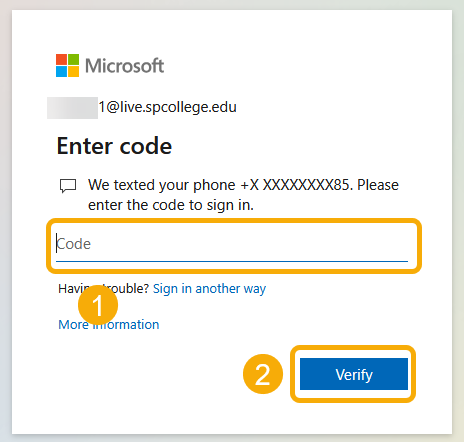Microsoft sign-in code entry screen.