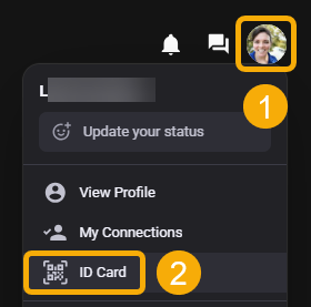 Menu with ID card option highlighted.