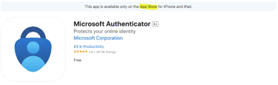 Microsoft Authenticator app description and logo.