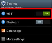 Wi-Fi settings with Wi-Fi turned on.