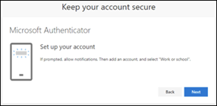 Microsoft Authenticator setup screen.
