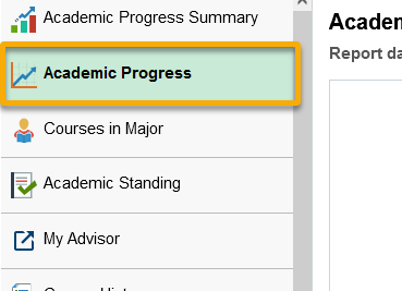 Academic progress summary interface.