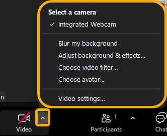 Video settings menu with options displayed.