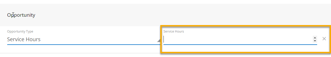 Service hours input field in a web form.