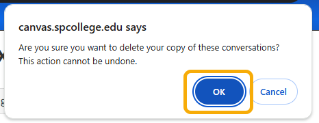 Confirmation dialog for deleting conversations.