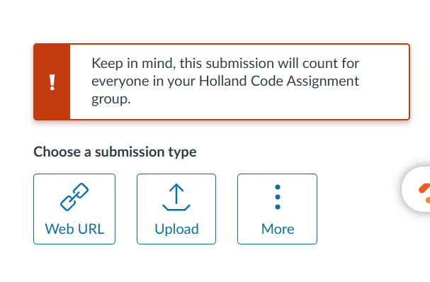 Warning about group assignment submission.