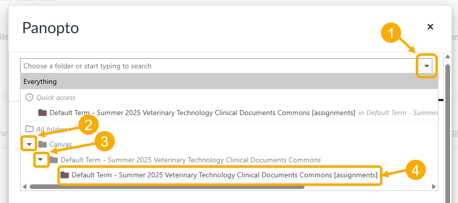 Dropdown menu in a digital interface.