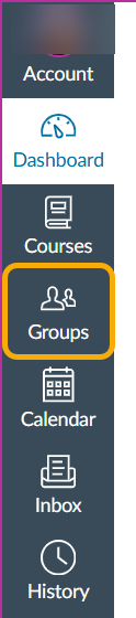 Sidebar menu with "Groups" highlighted.